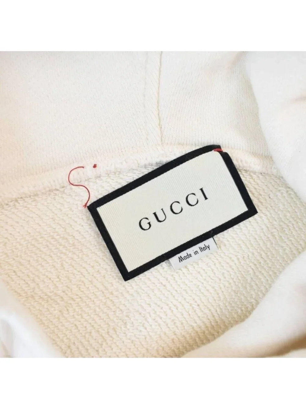 Gucci Interlocking G Front Logo Print Hoodie Ivory XS